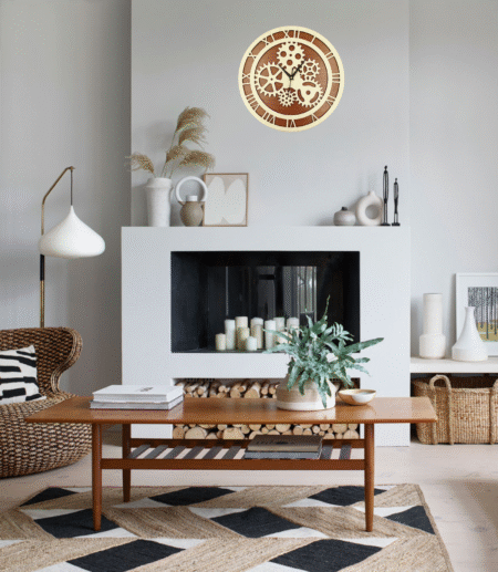 Wooden Silent Non-Ticking Wall Clock for Home Stylish Latest Designer Wall Clock for Home Living Room Bedroom Office Hall